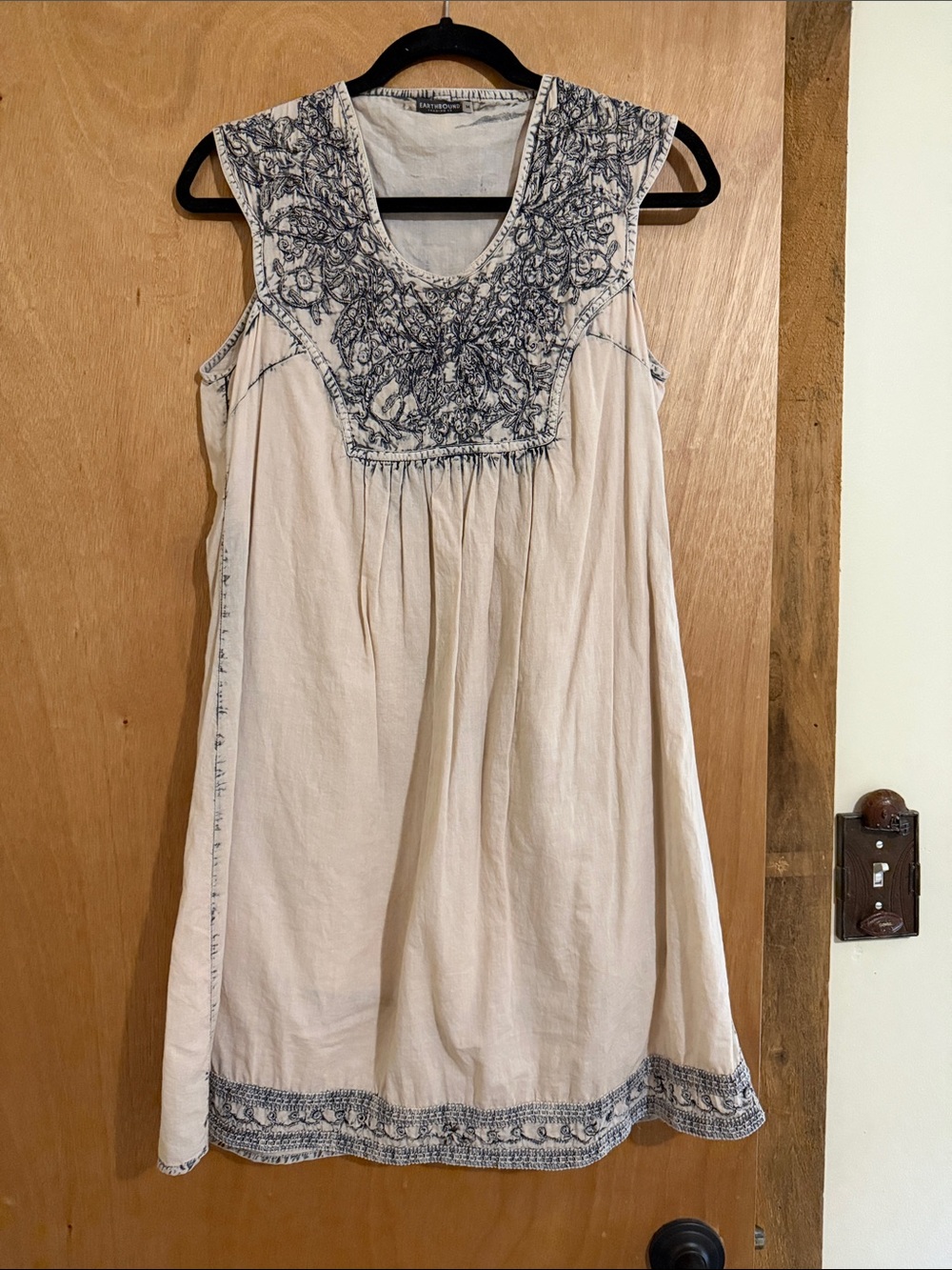 EARTHBOUND Cream Top with Black Tie-Dye Accents